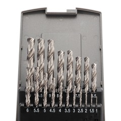 Набор сверл по металлу 1-10мм 19шт DIN338 HSS-G 135° (пл. кейс) H-Tools 214214ROHT