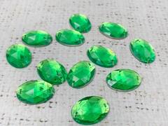 Стразы пришивные акрил, d 1,4х1 см, зелёный