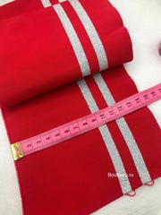 Подвяз трикотажный красный с серебристыми полосками 0.9м, ширина 14-15 см