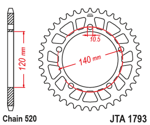 Звезда ведомая алюминиевая JTA1793 47BLK