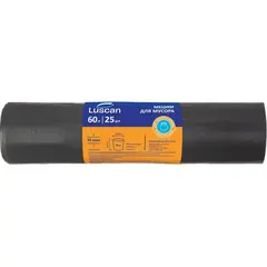 Мешки для мусора 60 л 45 мкм 25шт/рул черные 60x70см Luscan