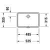 Duravit Vero Раковина встр., особая шлифовка для мебели Duravit, для встраивания снизу, с перел., без площадки под смес., 485x315мм 330480022