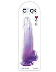 Фиолетовый фаллоимитатор с мошонкой на присоске 10’’ Cock with Balls - 27,9 см. - 