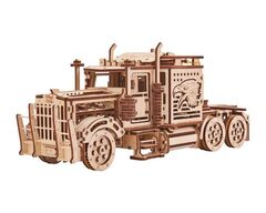 Тягач Big Rig с прицепом автовоза от Wood Trick - Деревянный конструктор, сборная механическая модель, 3D пазл