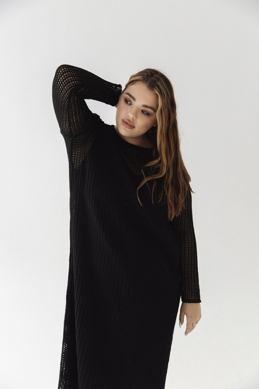 Платье кроше, черный
