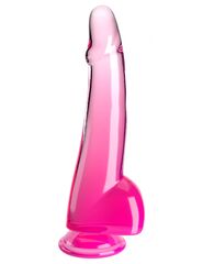 Розовый фаллоимитатор с мошонкой на присоске 10’’ Cock with Balls - 27,9 см. - 