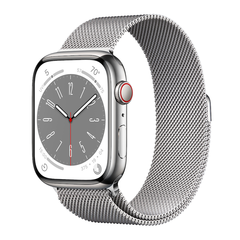 Умные часы Apple Watch Series 8 GPS + Cellular, 45mm, Stainless Steel Case with Silver Milanese Loop (Серебристый)