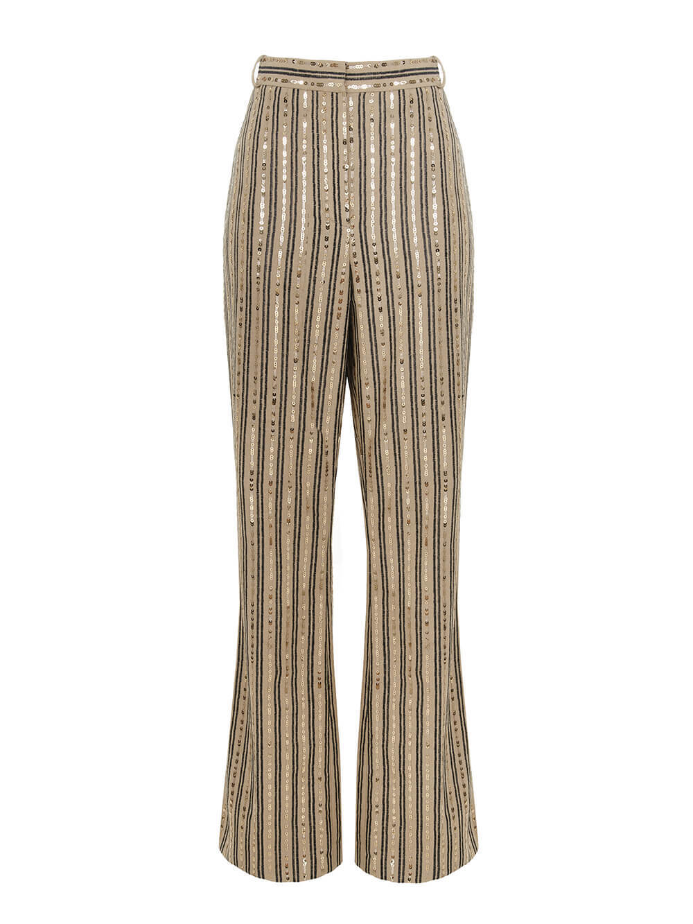 Женские брюки темно-бежевого цвета из льна и вискозы