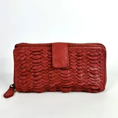 Женский кошелек из натуральной винтажной кожи красного цвета