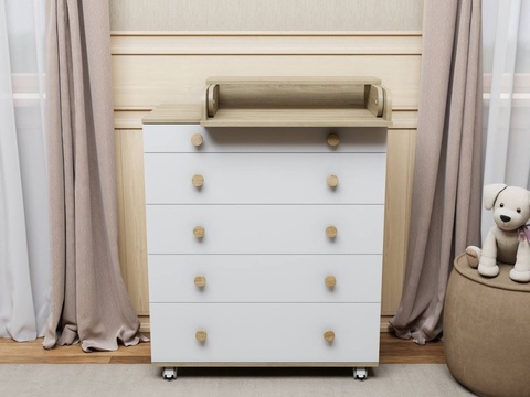 Комод пеленальный Incanto "Идеальный", цвет белый/дуб (с органайзером)