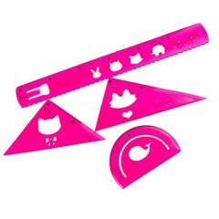 
          Набор чертежный Alingar, 30 см, пластиковый, 4 предмета,гибкий, с волнистым краем, цвета ассорти, пакет ПВХ с европодвесом