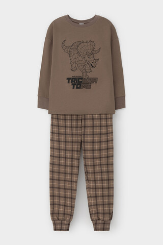 пижама  для мальчика  К 1567/сосновая кора,праздничная клетка