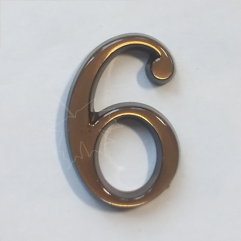 Бронзовая цифра 6 на памятник высотой 3см, Caggiati