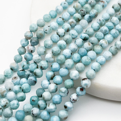 Ларимар граненый бусины, диаметр около 4,2-4,4 мм, цена за отрезок 19 см (1/2 нити)