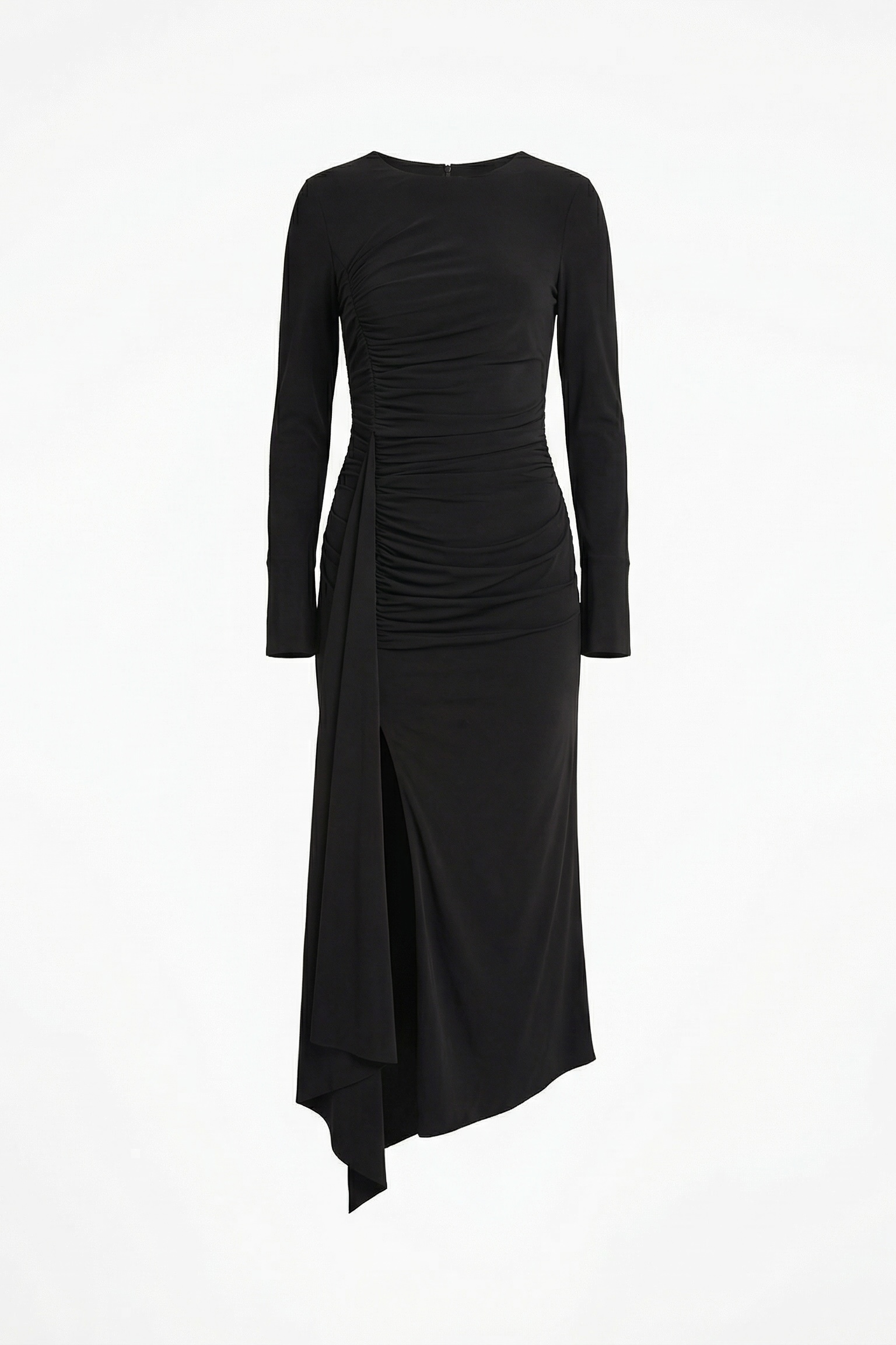 Платье трикотажное с драпировками, черный