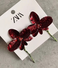 Серьги ZARA длинные ОРХИДеИ БОРДОВЫЕ