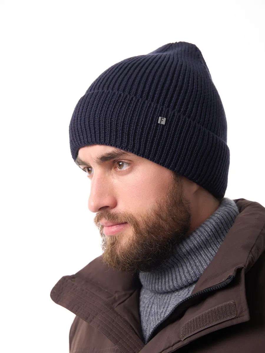 Шапка зимняя на флисе вязаная осень