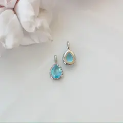 Подвеска Капля с голубым фианитом, 15*8 мм, родий, П410