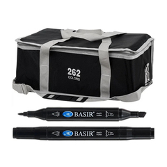 Маркер для скетчинга, двусторонние, Basir, на подставке, четырёхгранные, 14 мм, спиртовые, 262 шт