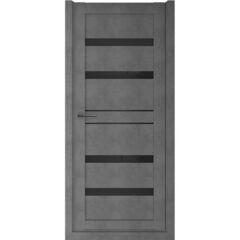 Купить Межкомнатная дверь экошпон Дрезден бетон темный стекло черное