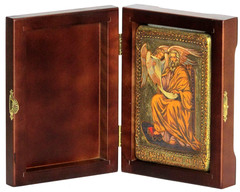 Инкрустированная Икона Святой апостол и евангелист Матфей 15х10см на натуральном дереве, в подарочной коробке