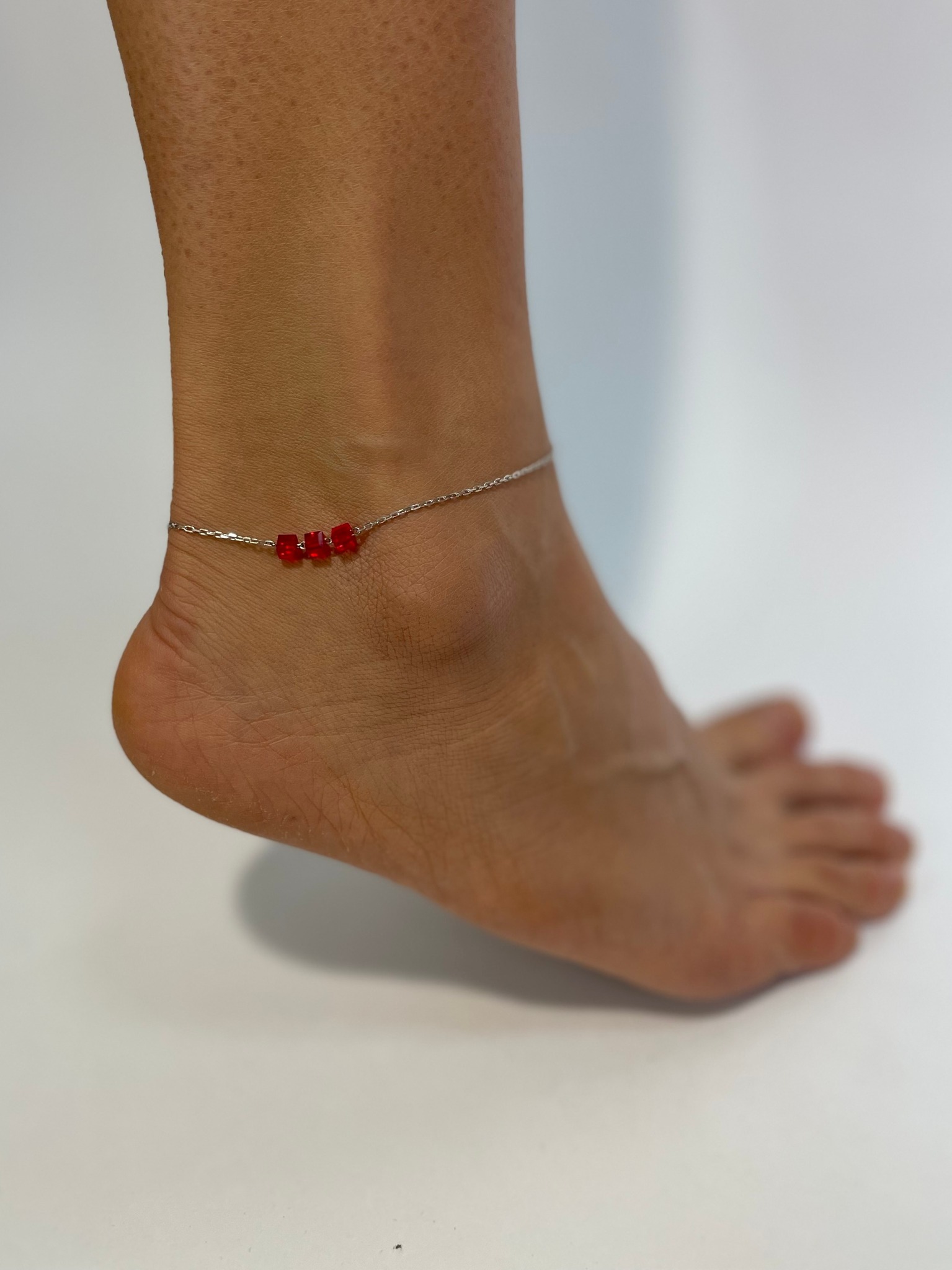 Серебряный браслет на ногу, анклет, с кристаллами Swarovski