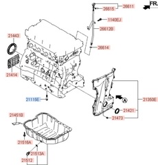 БОЛТ БЛОКА БАЛАНСИРОВОЧНЫХ ВАЛОВ (МАСЛЯНОГО НАСОСА) КОРОТКИЙ THETA 2 2,4 HYUNDAI M9*1,25*103
