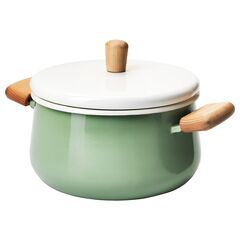 Кастрюля с крышкой IKEA KASTRULL (КАСТРУЛЛ), Эмалированная сталь, Зеленый, 3 л