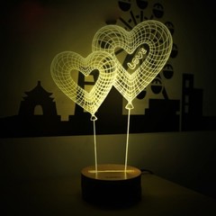 Светильник 3D Сердечки
