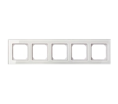 Рамка Пятиместная Стекло Белое Глянцевое (Универсальный Монтаж) LIREGUS EPSILON