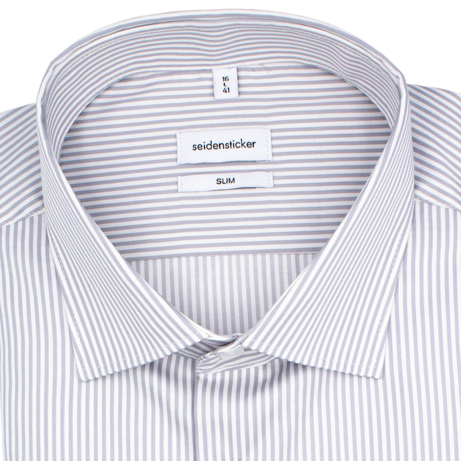Сорочка мужская Seidensticker Slim Fit 01.645080-31 в серо-бежевую полоску
