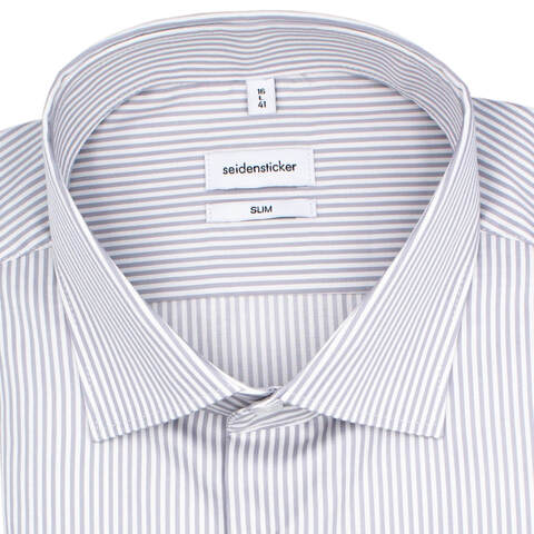 Сорочка мужская Seidensticker Slim Fit 01.645080-31 в серо-бежевую полоску
