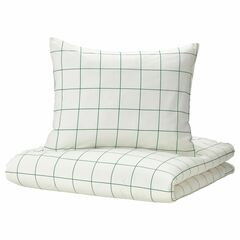 Комплект постельного белья IKEA VITKLOVER (ВИТКЛЕВЕР), Односпальный, Белый в клетку, 150x200, 50x80 см