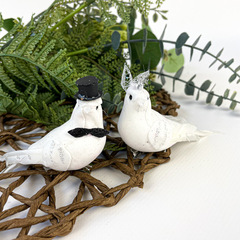 Голуби свадебные птички белые , 10 см, набор 1 пара.