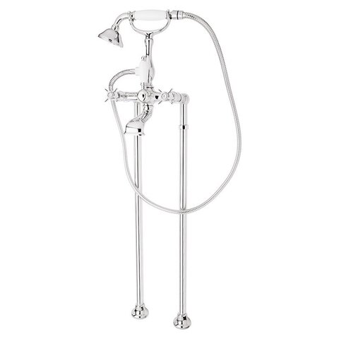 Cezares LORD-VDP-01-Bi LORD-VDP-01-Bi Напольный смеситель для ванны с ручным душем, Хром, ручка ручного душа белая