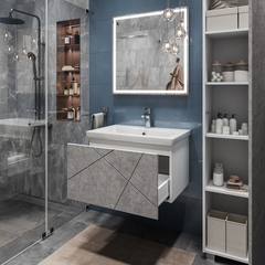 Тумба под раковину Geometry 600-0-1 (Como) навесная бетон