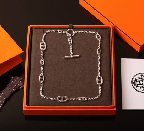 Колье сотуар длинное из неродированного серебра 925 пробы FARANDOL