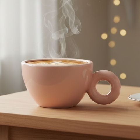 Кружка керамическая, 200 мл, розовая