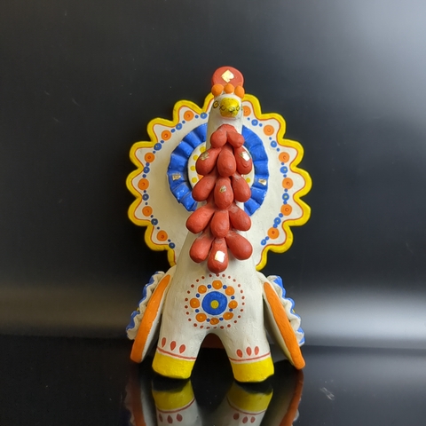 Дымковская игрушка Индюк 19,5 см, шикарная ручная роспись, Киров-Вятка, винтаж 1980-1990 гг