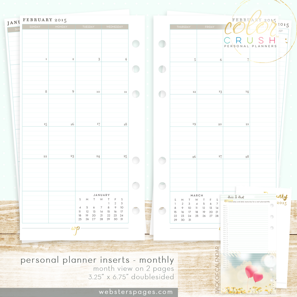 Планер PERSONAL PLANNER KIT : Light Pink  by Websters Pages