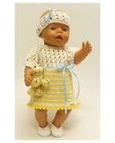 Вязаное платье с полоской - На кукле. Одежда для кукол, пупсов и мягких игрушек.