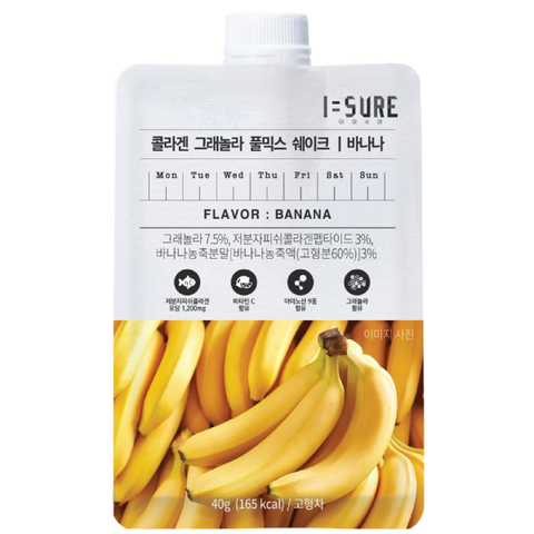 Фитнес коктейль с коллагеном и бананом I SURE Collagen Granola Fullmix Shake Banana, 40 гр