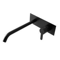 Cezares LEAF-BLI1-NOP LEAF-BLI1-NOP Смеситель для раковины встраиваемый, однорычажный, излив и ручка на единой площадке, длина излива 23 см, исполнение черный матовый фото