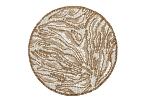 Салфетка сервировочная Саванна,бисер,золото d35см