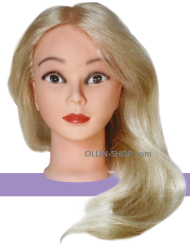 Голова учебная Блондин длина волос 45/50см, 100% натуральные волосы, штатив в комплекте