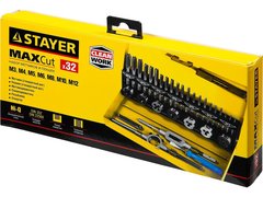 STAYER MaXCut, 32 предмета, легированная сталь, набор комплектных метчиков и плашек (28014-H32)