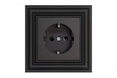 Розетка импульсная со шторками Черный матовый LIREGUS RETRO