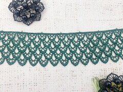 Кружево плетеное, ш. 4,3-4,5 см, тёмно-зелёный