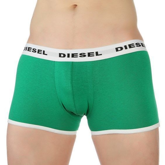 Мужские трусы боксеры зеленые с белой резинкой Diesel