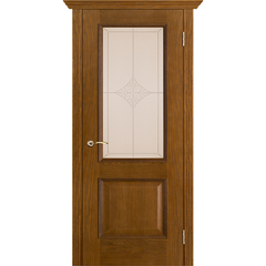 Купить Межкомнатная дверь шпонированная Porte Vista Шервуд античный дуб тон 14 стекло Ромб